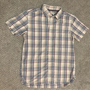 The North Face Button Down SS Shirt Mens Medium Outdoors Blue Plaid EUC
